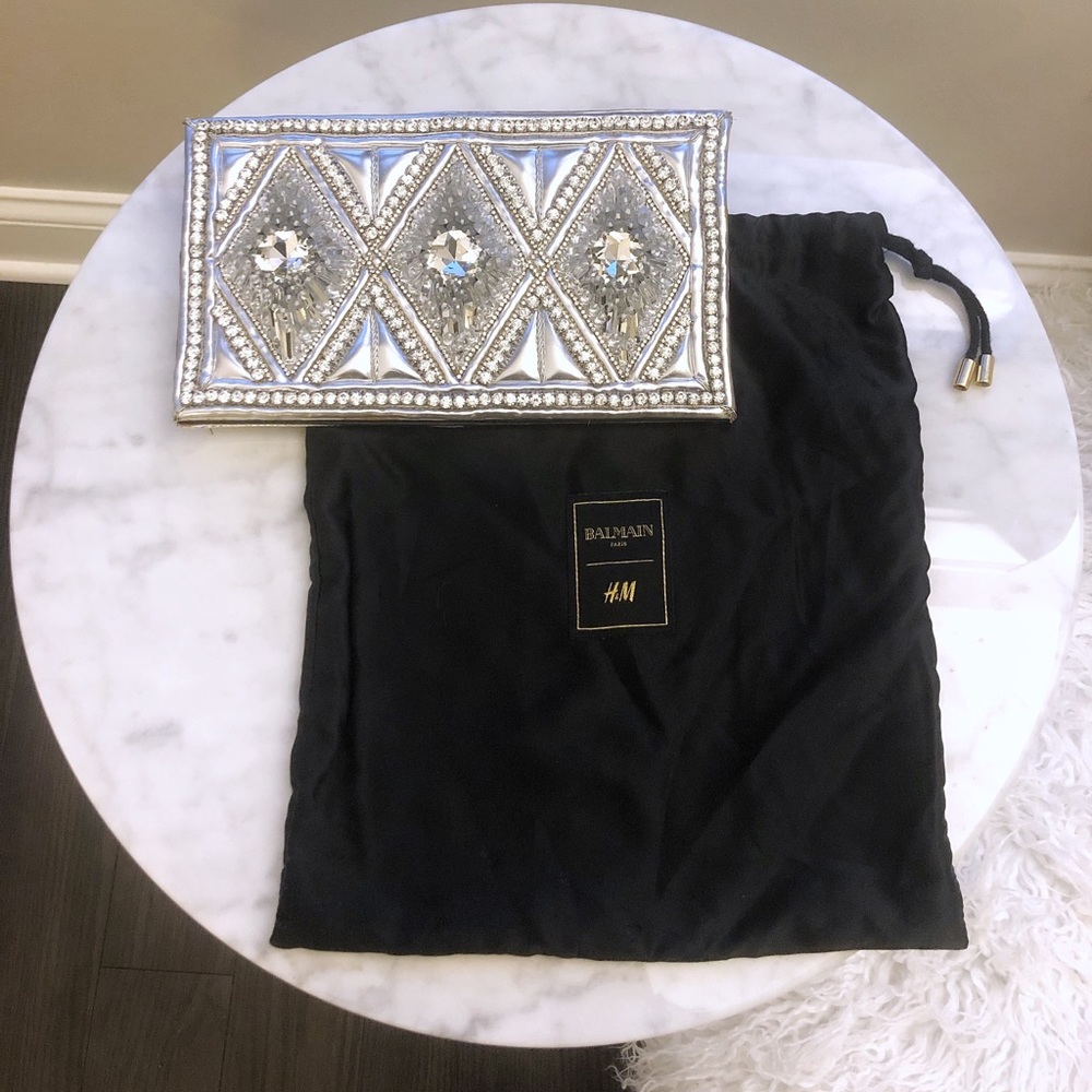 Balmain x H&M Diamond Crystal Leather Clutch
